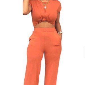 Neon Orange 2 Piece Pants Set